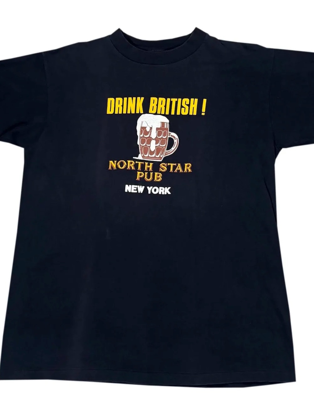 Vintage Drink British North Star Pub New York T Shirt (Size XL)